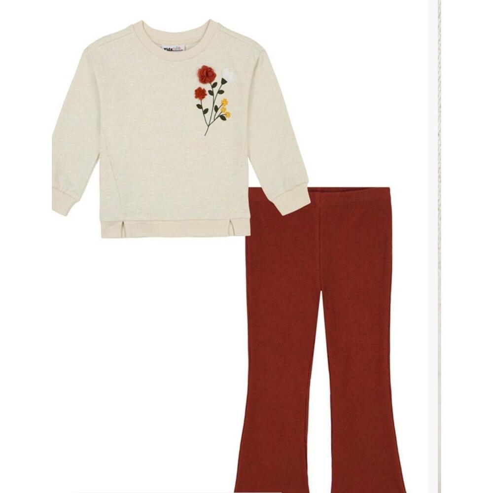 Kids Headquarters Baby Girl Oversized French Terry Crewneck and Flare Legging